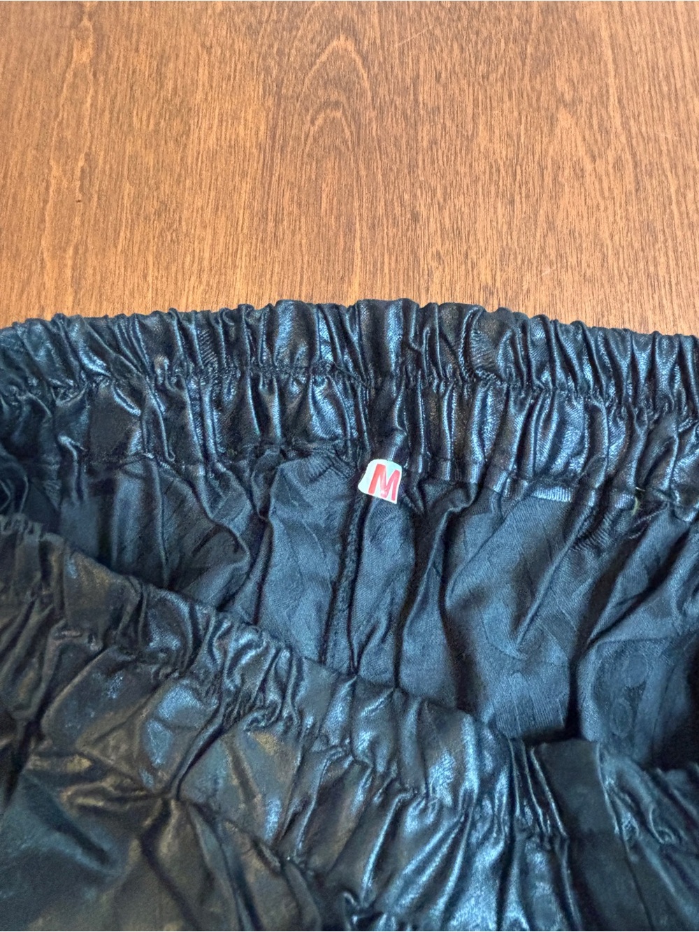 Men's Black Faux Leather Pants - Classic Elastic Waist - Picture 4 of 6